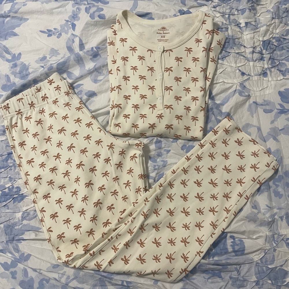 faherty x roller rabbit xs long sleeve pj set